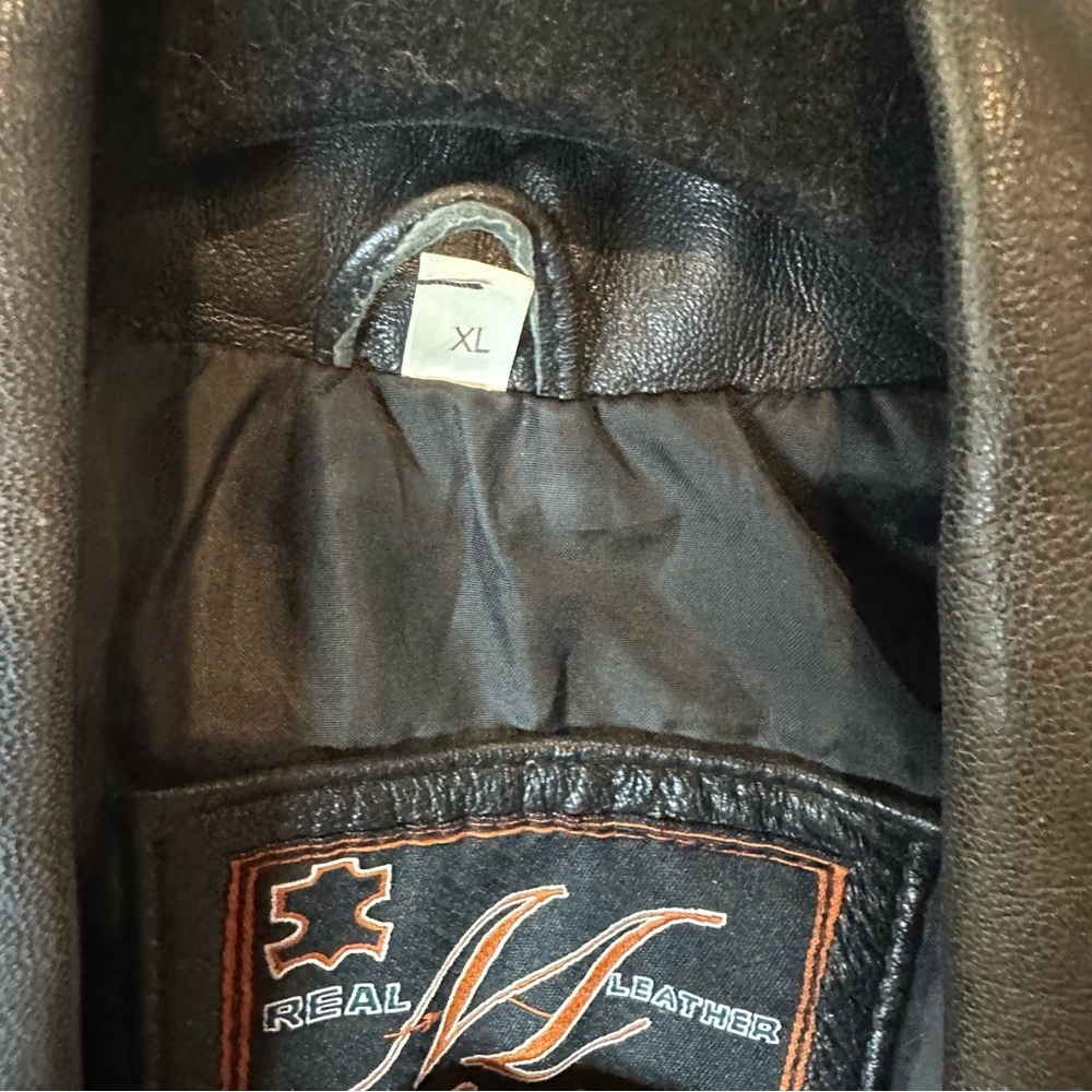 Vintage Real Leather Black Blazer/Car Jacket Size XL - Picture 4 of 4